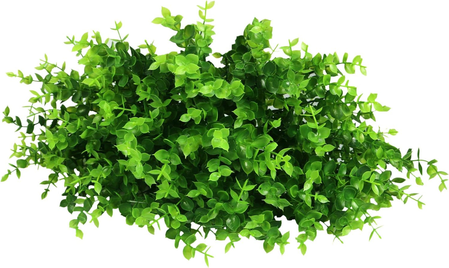 8 Bundles Artificial Greenery Stems Fake Plants Outdoor UV Resistant Faux Plastic Boxwood for Kitchen Office Garden Porch Farmhouse Window Box Home Decor