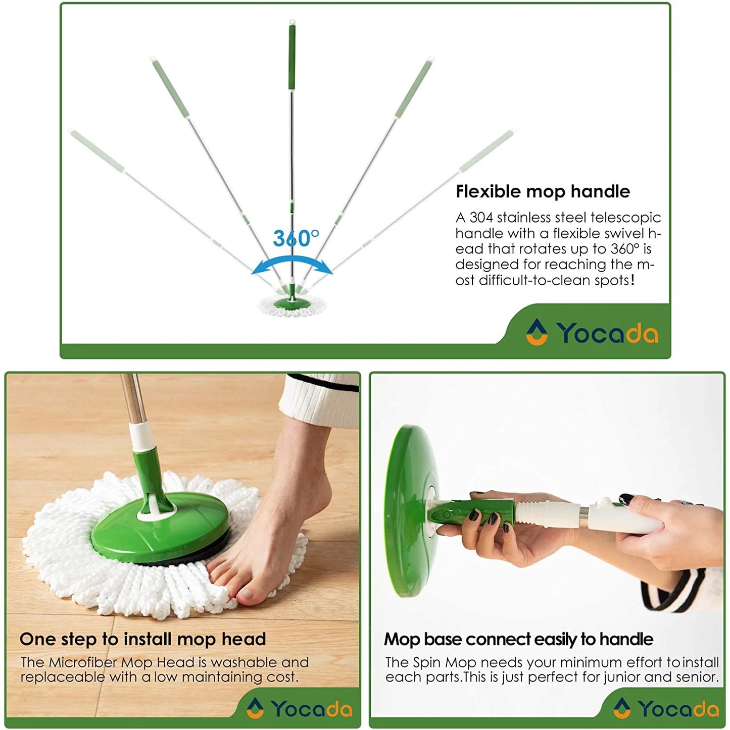 Collapsible Spin Mop System with 2 Pads