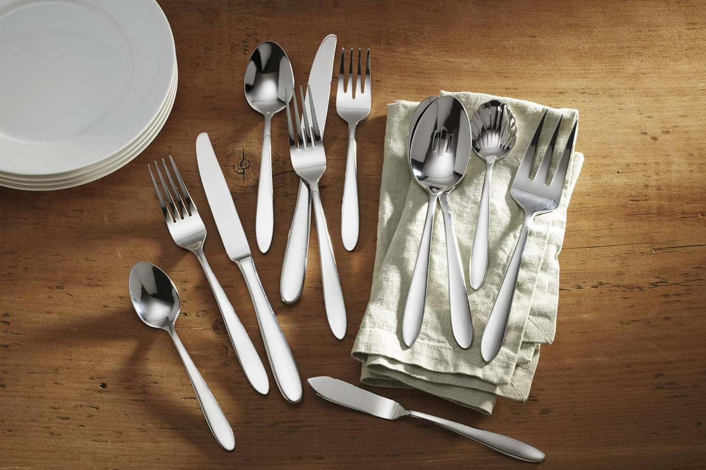 B336045A Mooncrest 45-Piece Flatware Set, Service for 8,Silver,45 Piece