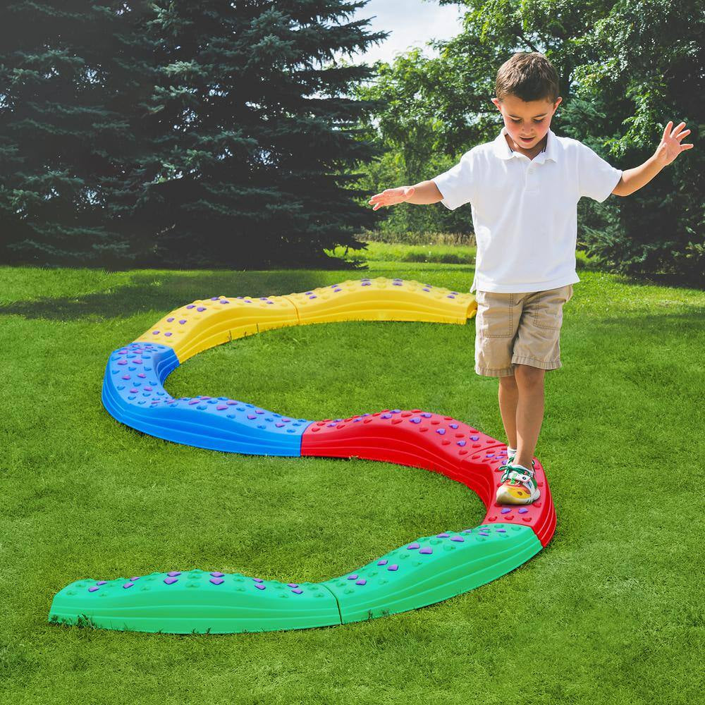 Balance Beam Stepping Stones, 8 PCS Toddler Balance Boards Non-Slip Textured Surface & Rubber Pads, Montessori Toy