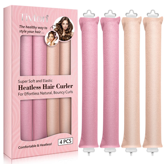 Velvet Fabric Heatless Curling Set-Flexi Rods with Hook-Heatless Curling Rod Headband for All Hair Types- Comfortable & Heatless