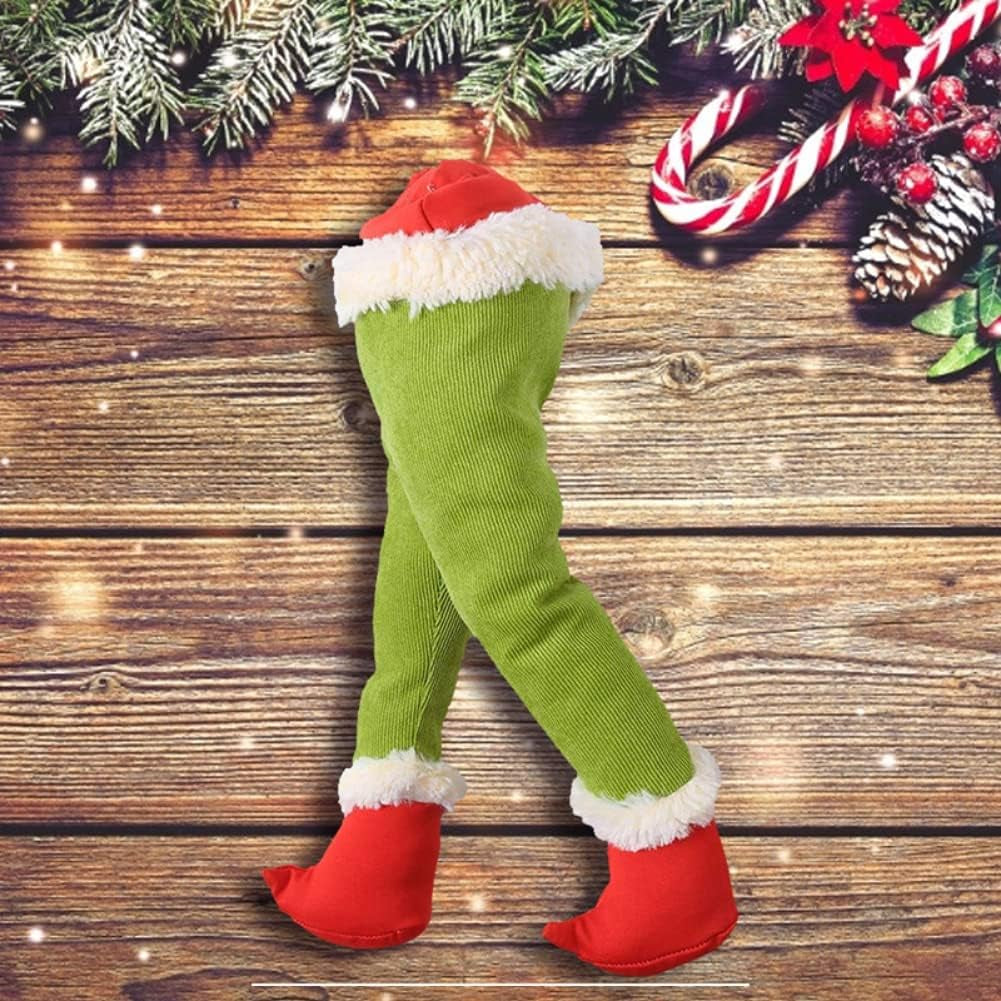 Christmas Thief Wreath Elf Stuffed Legs Tree Topper Decorations Plush Legs Xmas Hanging Ornaments Indoor Outdoor Decor Party Supplies