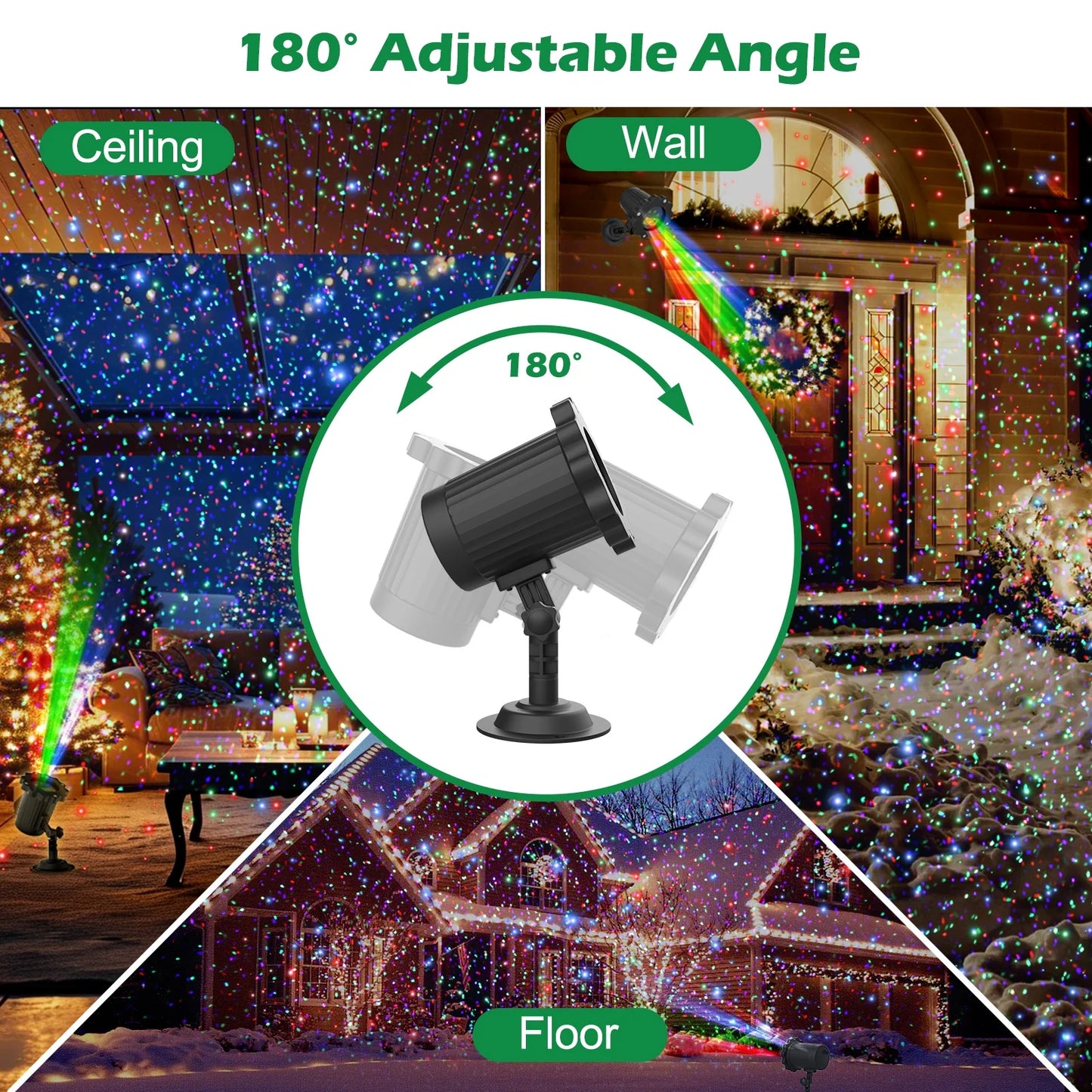 Snowflake Projector Lights, Rotating LED Projection Light, Snowfall Landscape Lamp for Indoor Outdoor Halloween Xmas New Year Party