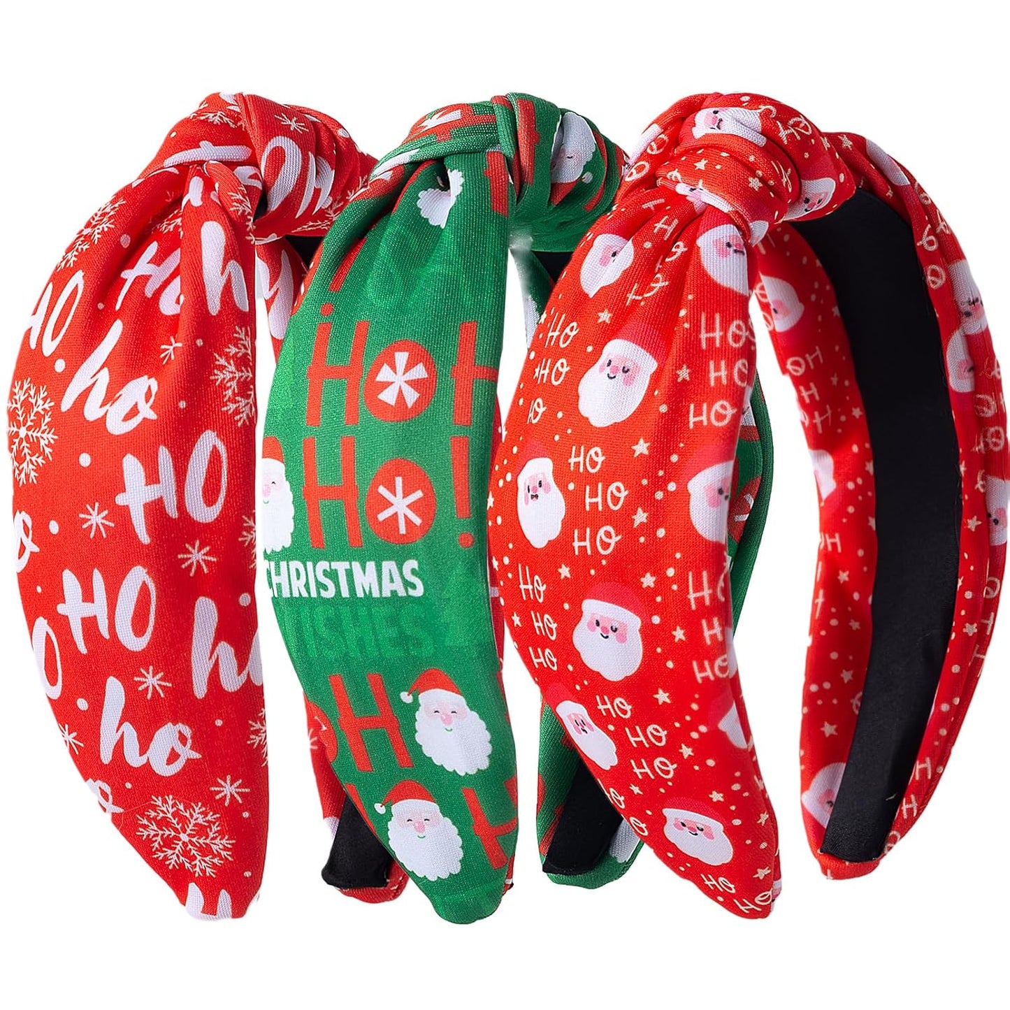 3Pcs Christmas Headbands for Women, Snowflake Santa Snowman Xmas Tree Holiday Knot Hair Hoops, Festive Gift Hair Accessory (HOHO)