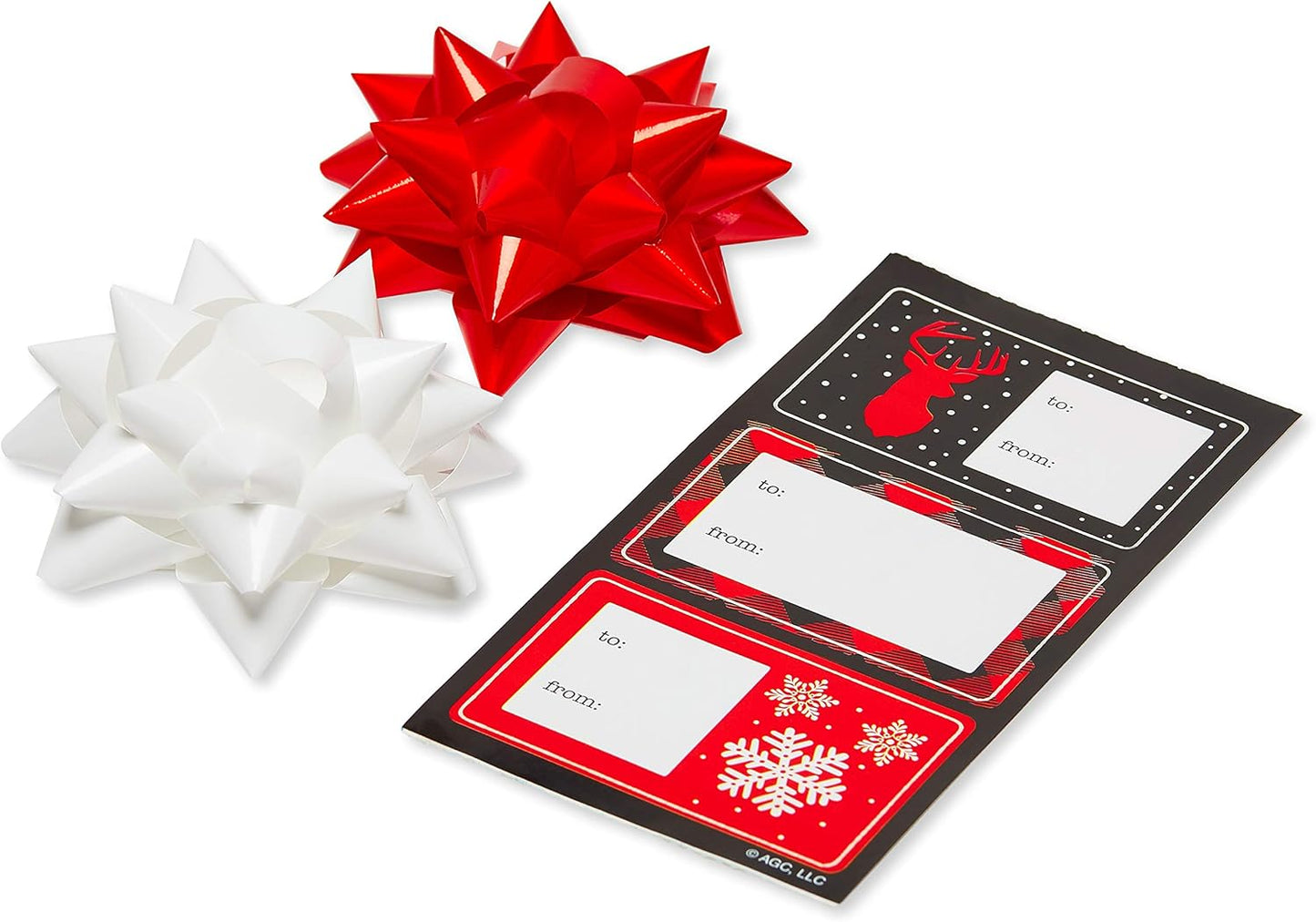Buffalo Plaid Christmas Wrapping Paper Set, Red and Black Holiday Gift Wrap (120 Sq. Ft., 4 Rolls-30 In. X 12 Ft., 7 Adhesive Bows, 30 Gift Tag Stickers) Snowflakes and Reindeer