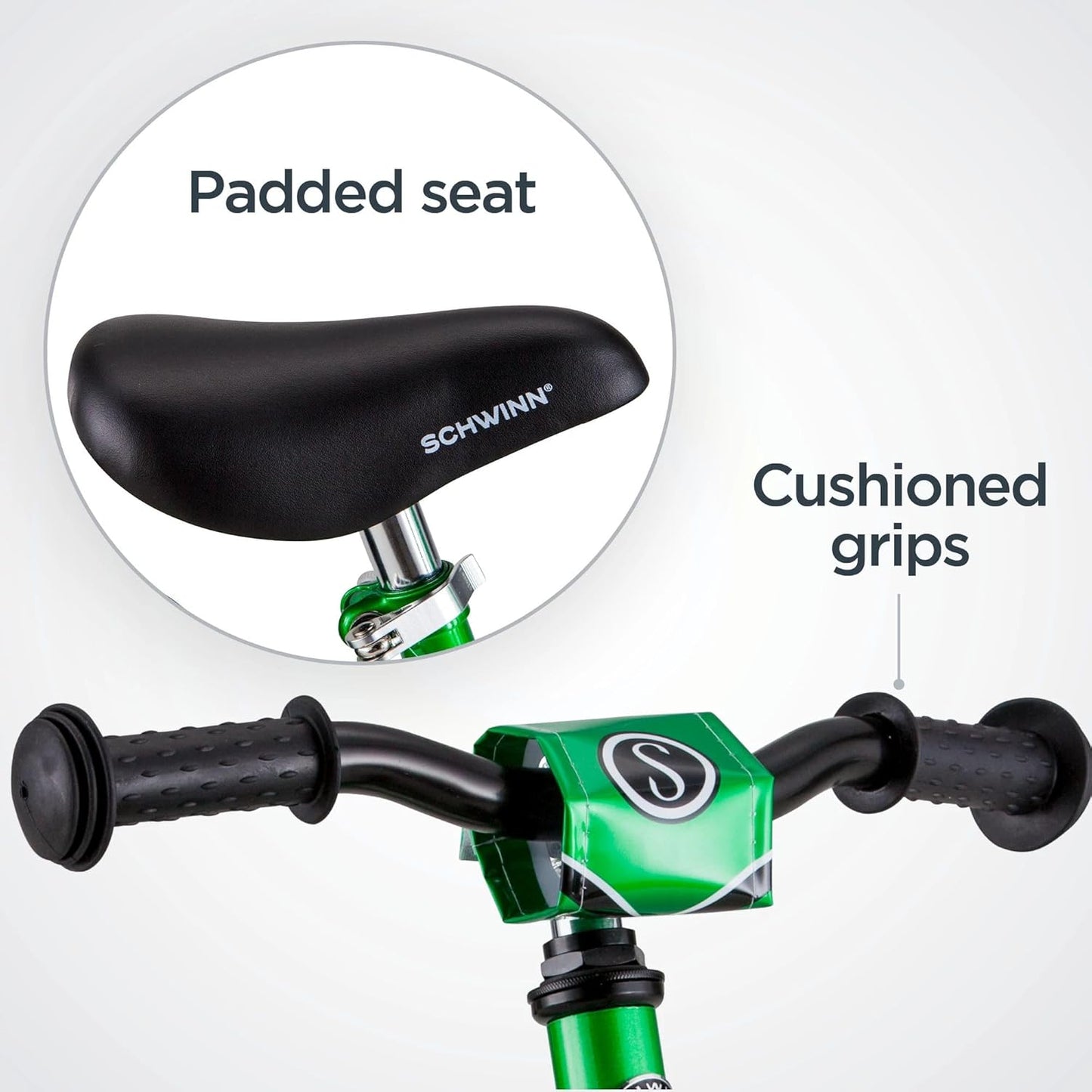 Balance Bike, 12 Inch Bike for Kids Ages 2-4, Durable Steel Frame, Padded Seat, Cushioned Grips, Adjustable Seat Grows with Your Child, No Training Wheels Needed, Training Bicycle for Kids