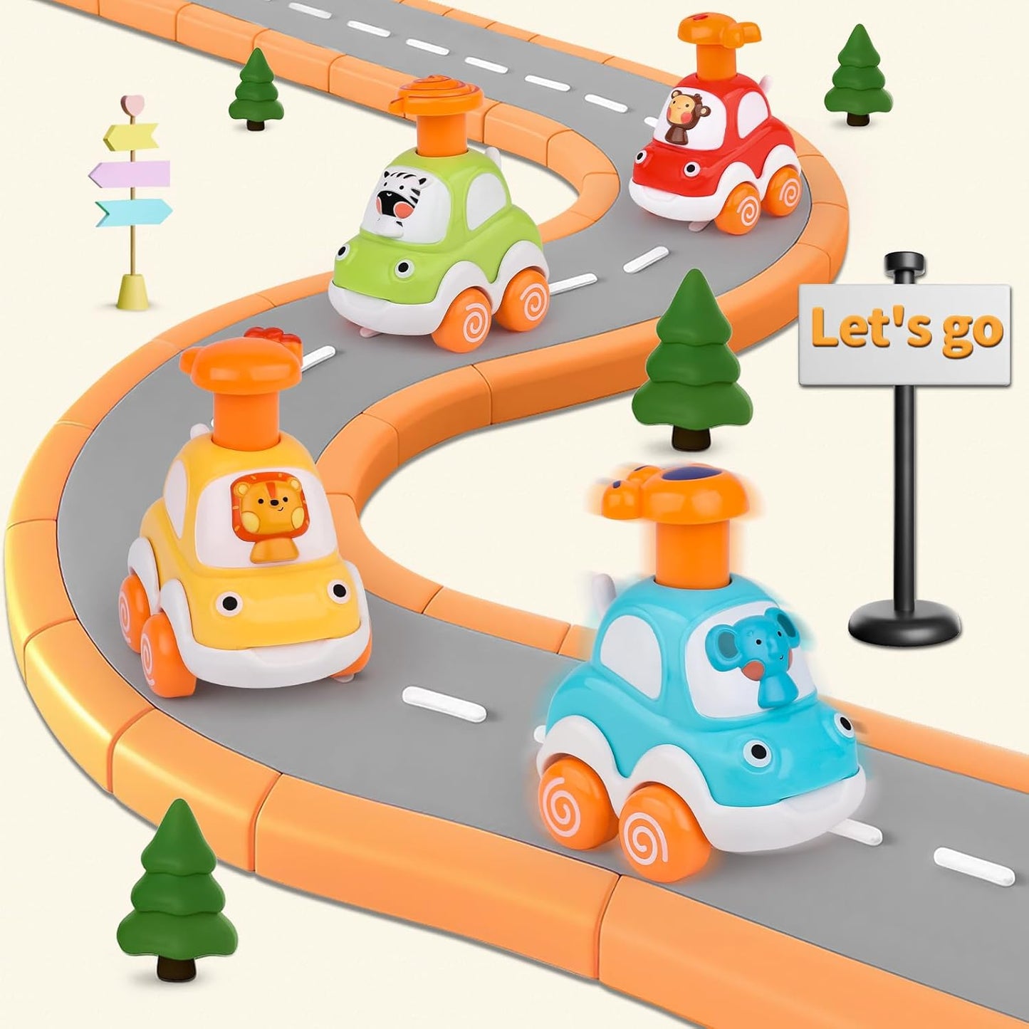 Press and Go Toddler Toy Cars - Animal-Themed Push and Go Cars for Boys Aged 1-3, Ideal First Birthday Gifts for 1-2 Year Olds, Suitable for 6-18 Months
