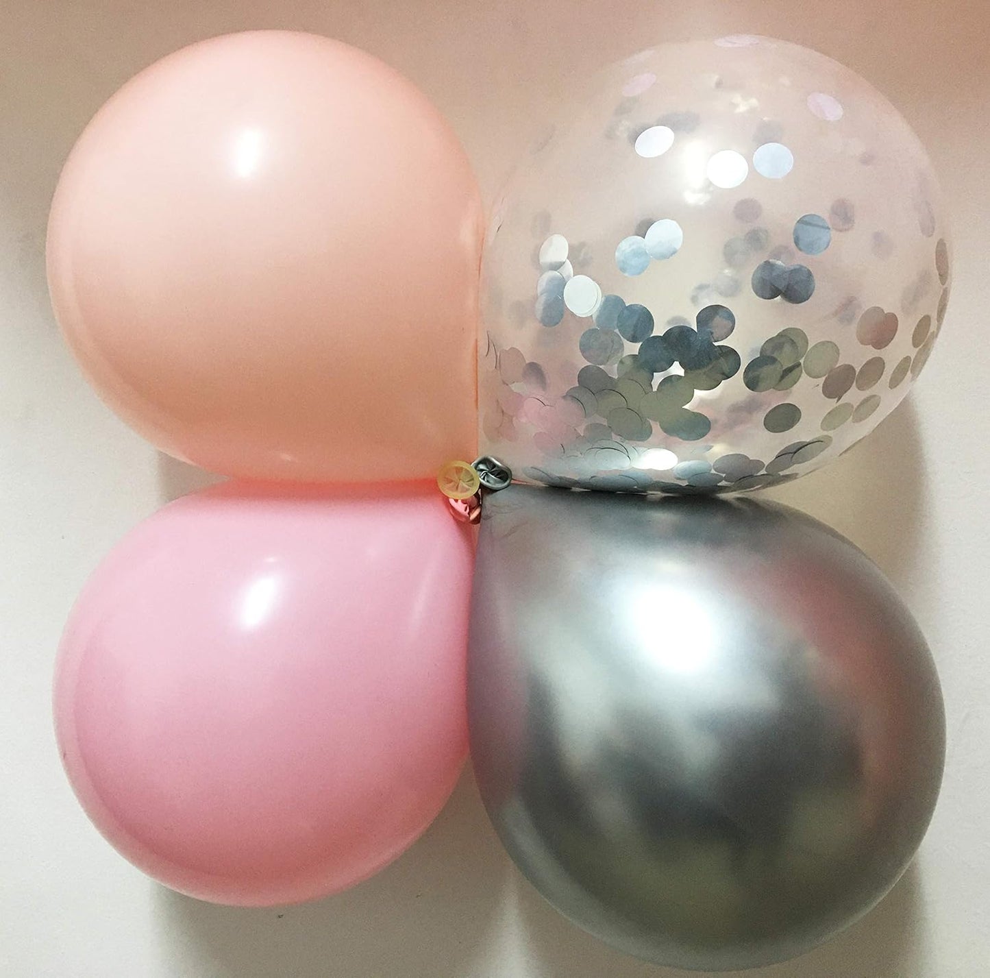 Pastel Pink Silver Balloon Garland -Blush Pink Metallic Chrome Silver Confetti Balloons Arch Kit for Girl Baby Shower Party Decorations Supplies