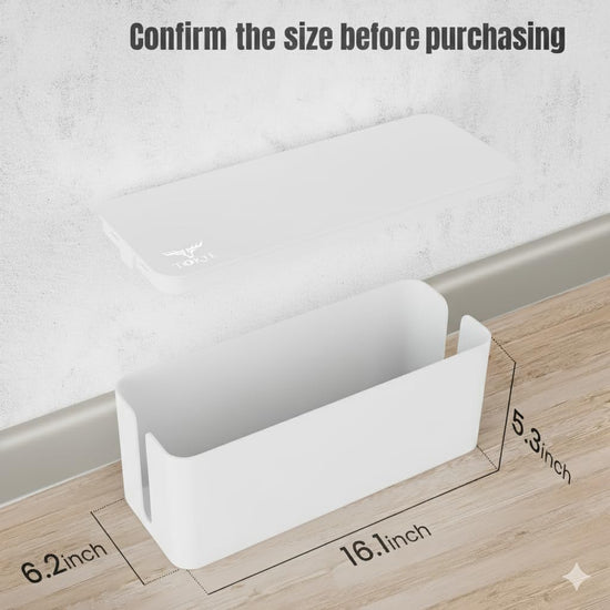 Large Cable Management Box, Cord Organizer to Hide Power Strip, Extension Cord, Surge Protector | Cord Hider Safe Box for Desk Organizers, Gaming PC, Computer, TV | White, Black Edition by ®