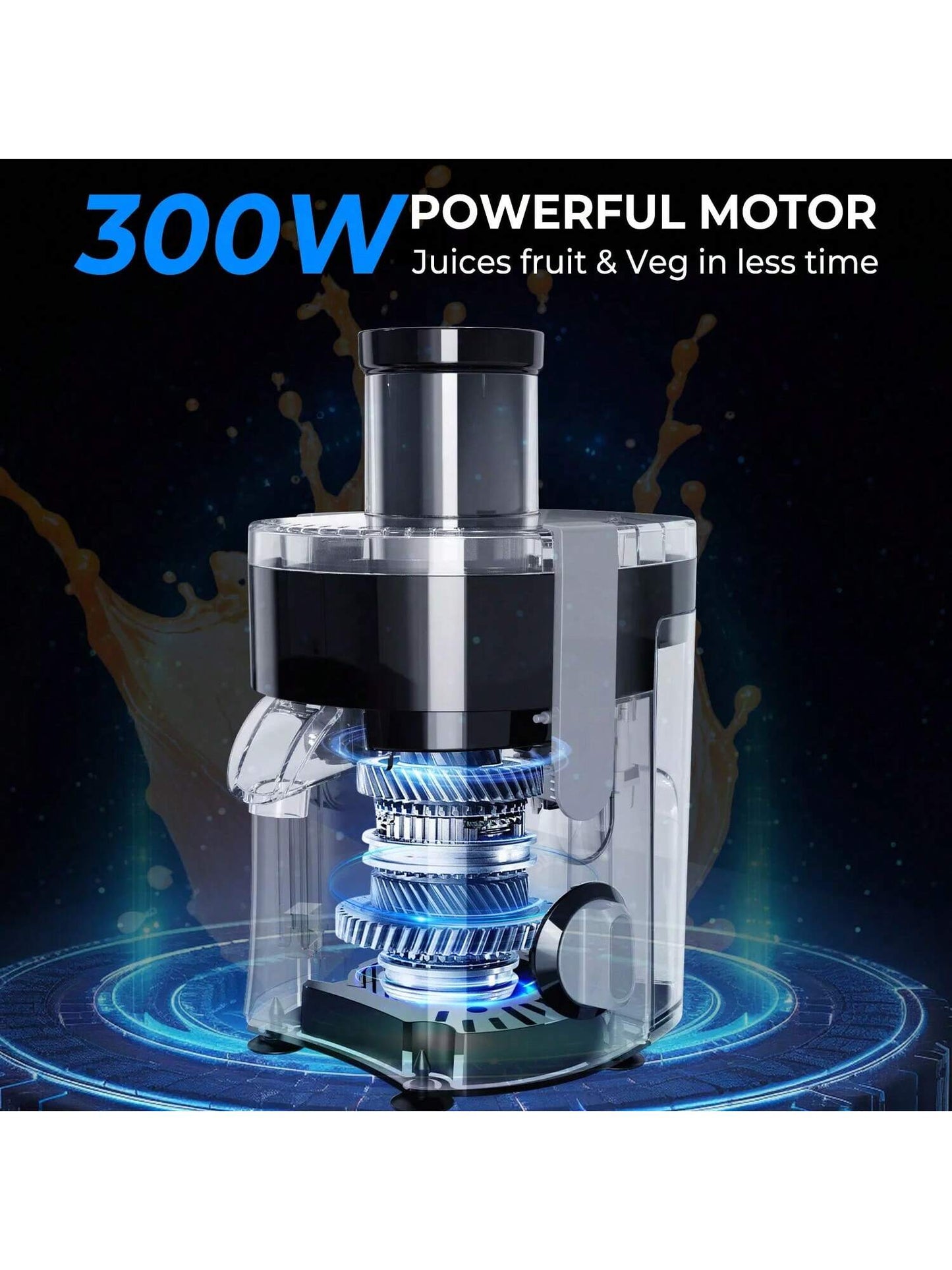 Sejoy Electric Juicer, Large-Diameter Centrifugal High-Speed Juicer, 2 Speed Modes, Multiple Safety Functions, Suitable for Fruits and Vegetables, Easy to Clean, Easy to Operate