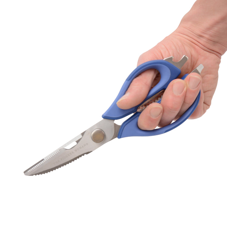 8-In-1 Stainless Steel Serrated Chef Kitchen Shears, Blue