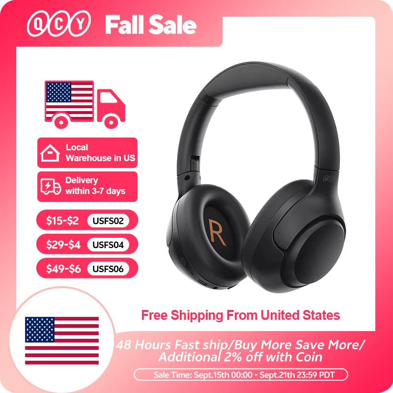 H3 ANC 43Db Active Noise Cancellation Headphones Hi-Res Audio Wireless Earphones Bluetooth 5.4 over the Ear Headsets 60Hrs