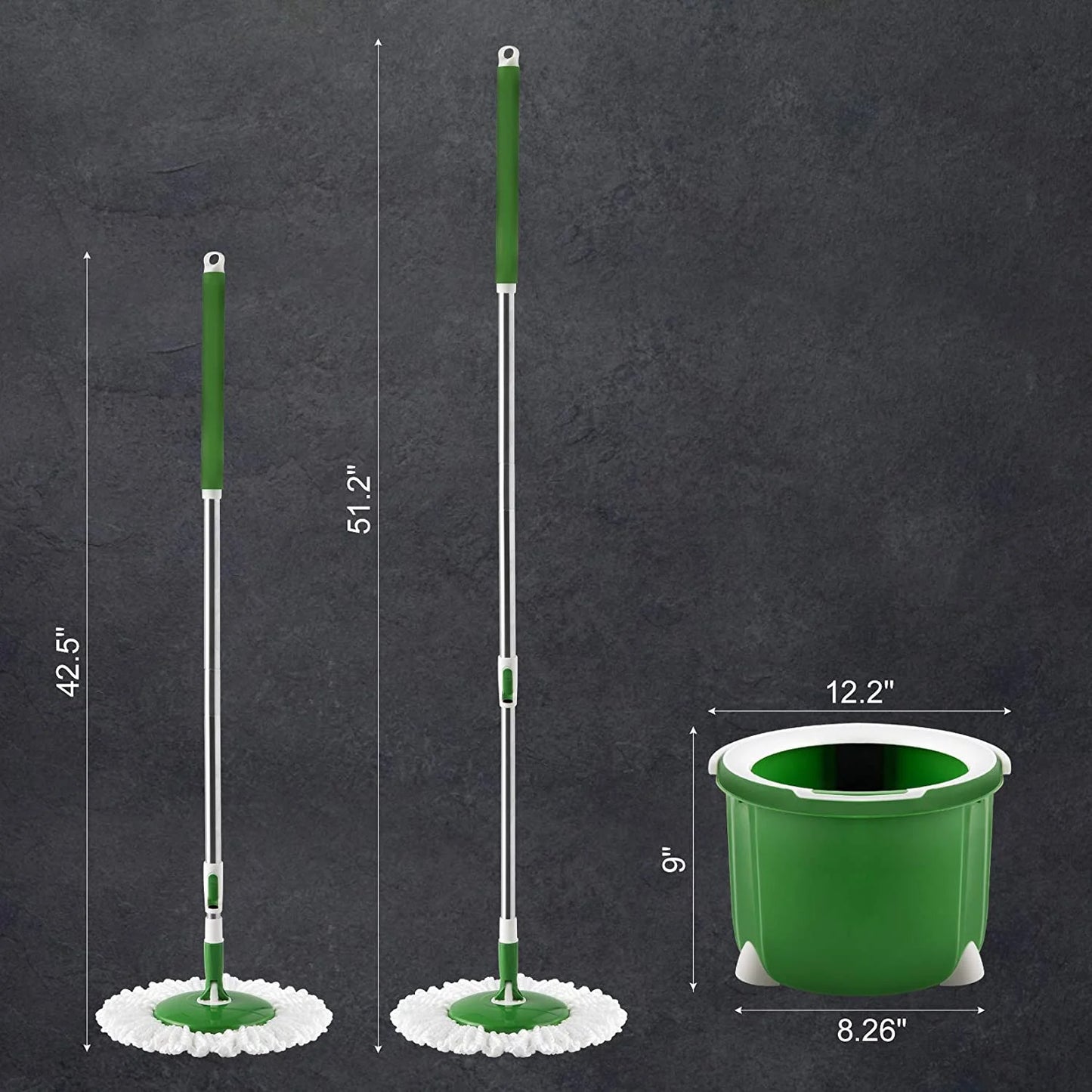 Collapsible Spin Mop System with 2 Pads