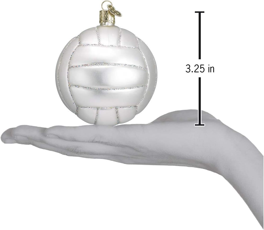 Volleyball Glass Blown Ornament for Christmas Tree, Handcrafted Holiday Decoration, Sport Collection