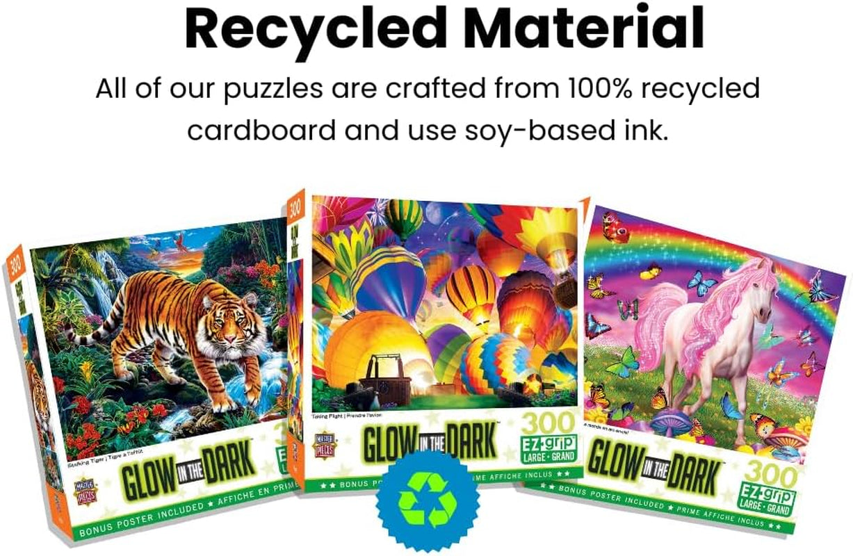 300 Piece EZ Grip Glow in the Dark Jigsaw Puzzle - Rainbow World - 18"X24"