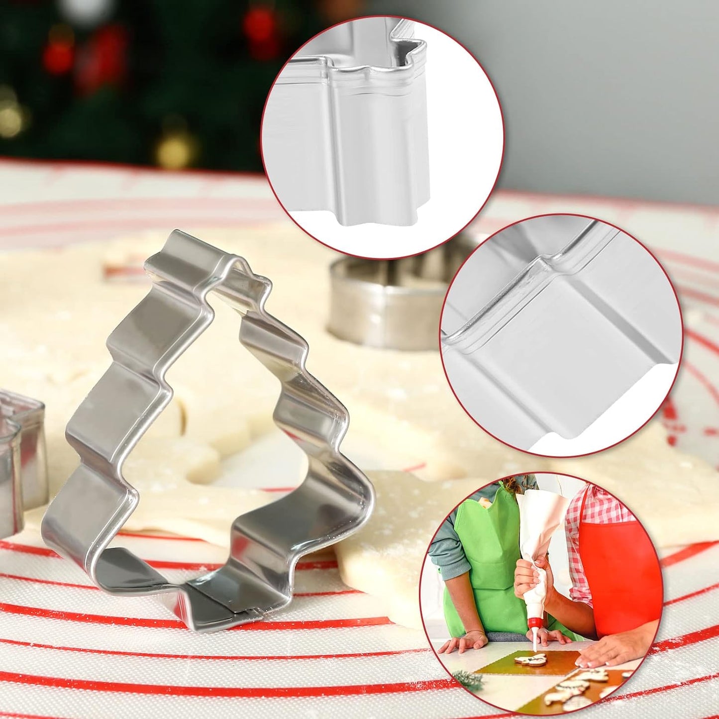 10 Pieces Christmas Cookie Cutter Set - Snowflake,Santa Claus, Gingerbread Holiday Cookie Cutters for Xmas Winter Holiday Party