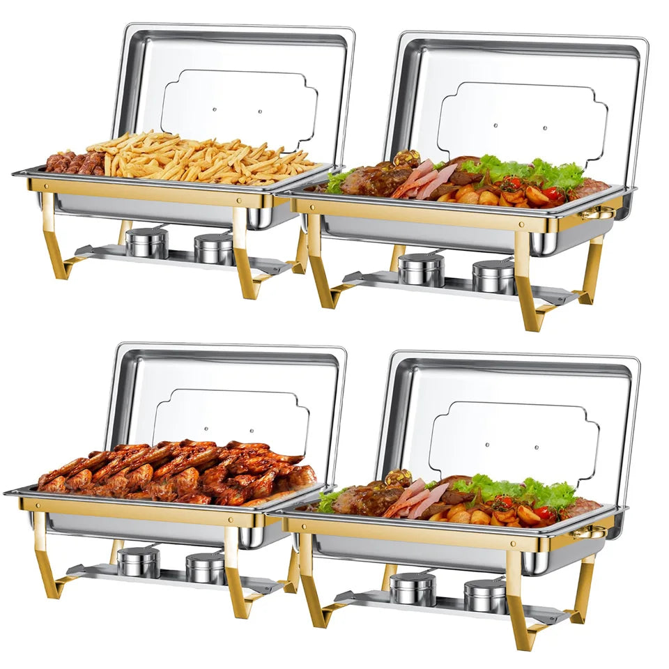 Elegant Stainless Steel Chafing Dish Set 4-Pack
