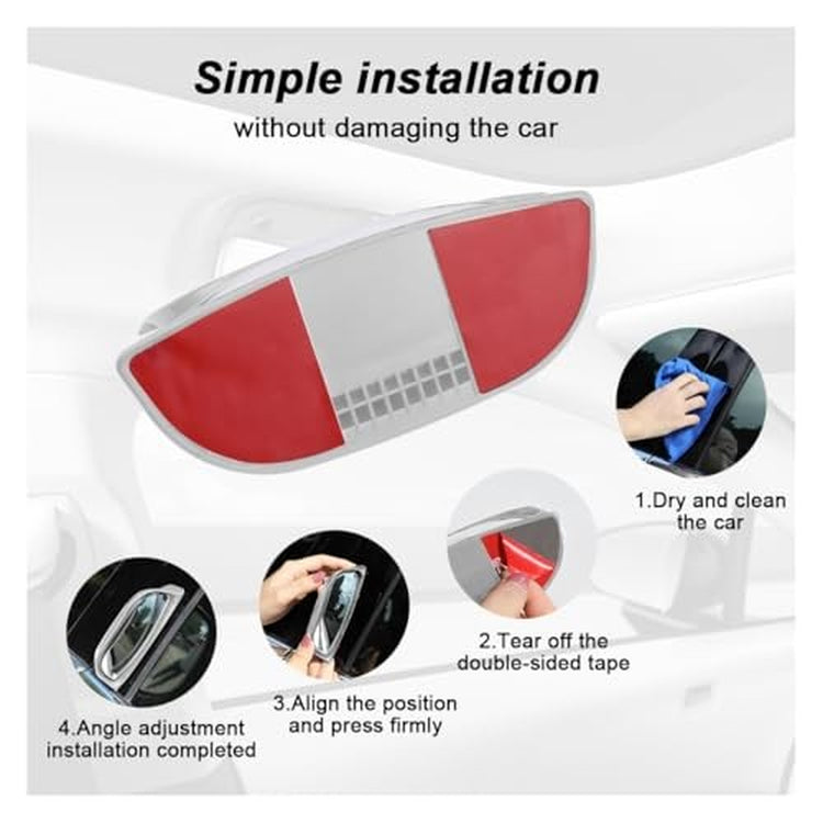 2PCS Adjustable Blind Spot Mirrors for Car Rear Seat - Wide Angle Convex Silver