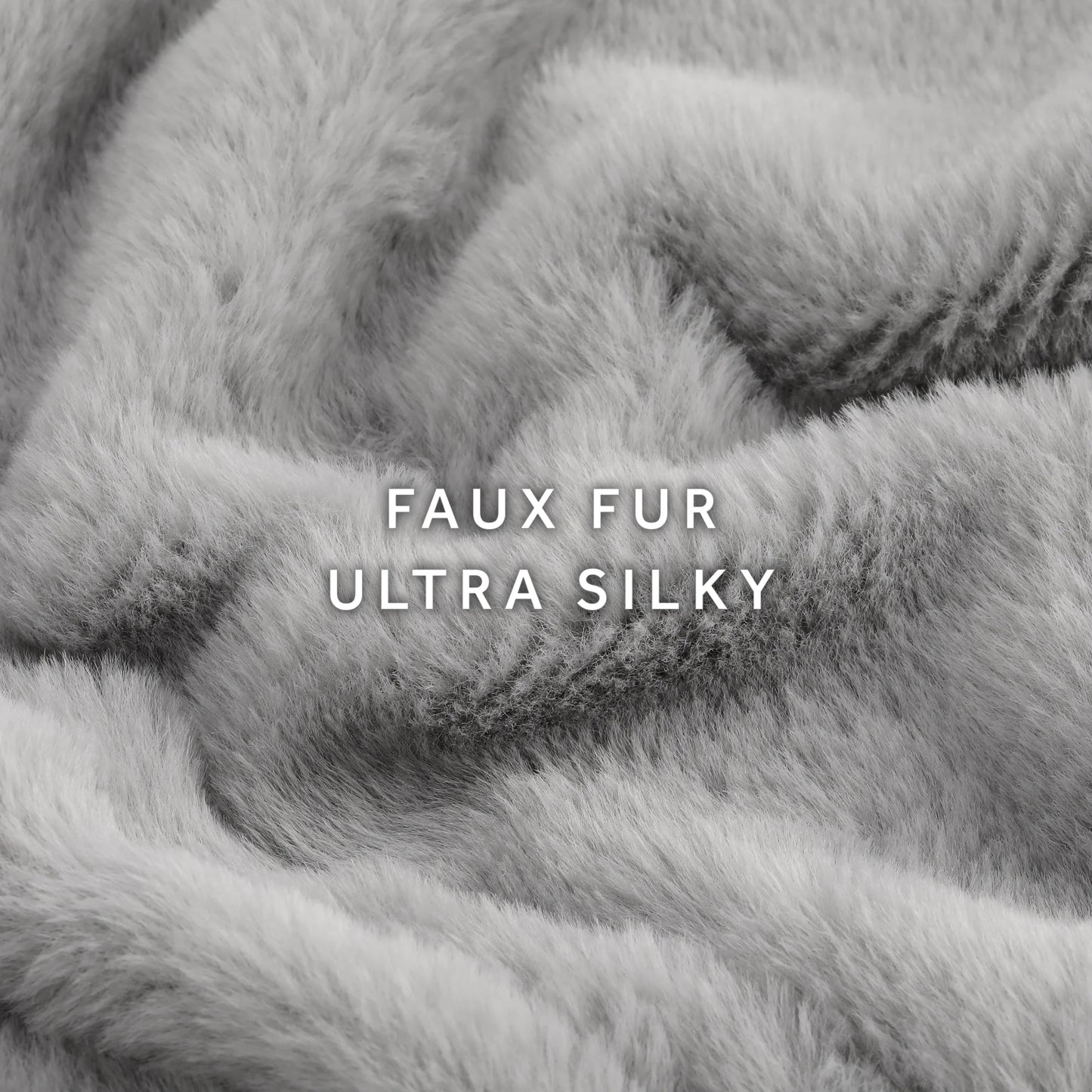 Grey Faux Fur Heated Electric Throw Blanket