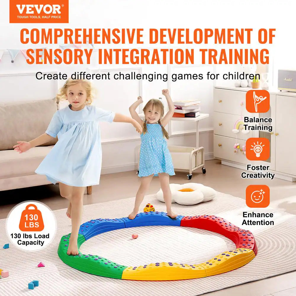 Balance Beam Stepping Stones, 8 PCS Toddler Balance Boards Non-Slip Textured Surface & Rubber Pads, Montessori Toy