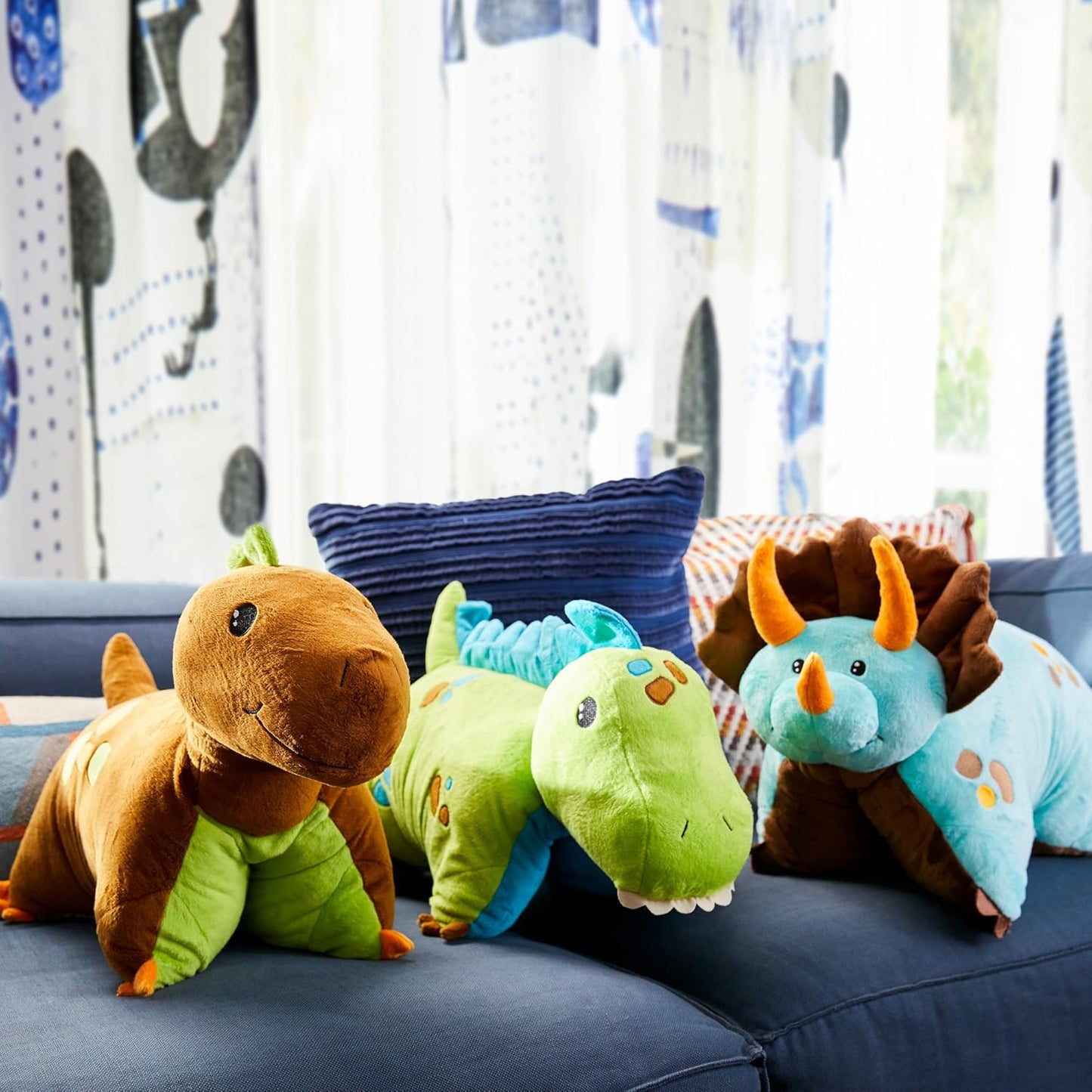 Triceratops Blue Dinosaur, 18" Stuffed Animal Plush Toy