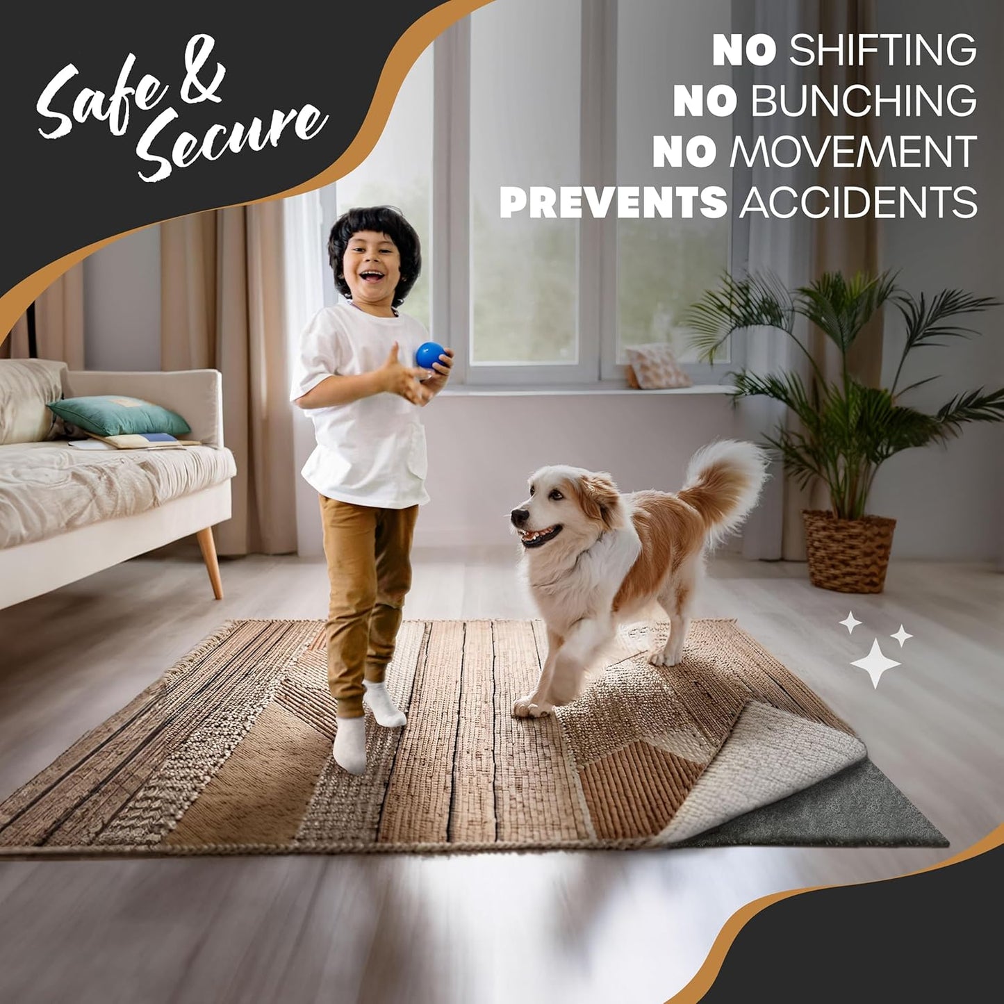5'X7' Felt TPO Non Slip Rug Pad | 1/4" Thick Rug Cushion | anti Slip Grips for Hardwood Floors