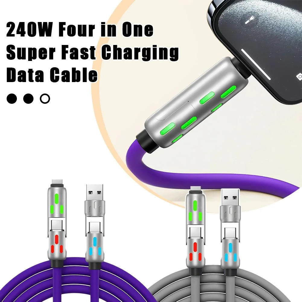 240W 4 in 1 Multi USB Phone Data Cable Fast Charging Cable-Usb C Micro-Typec K7N3