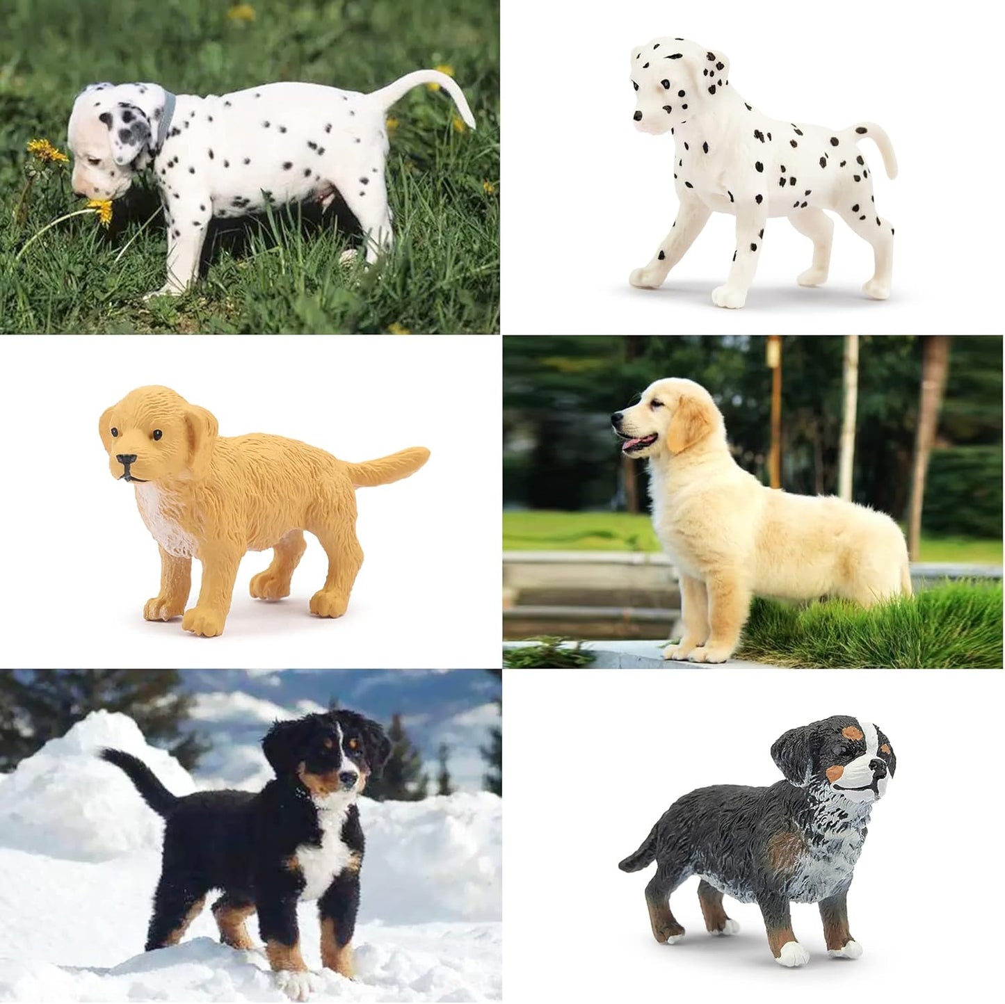 12PCS Mini Dog Figurines Playset, Realistic Detailed Plastic Puppy Figures, Hand Painted Emulational Tiny Dogs Animals Toy Set, Cake Toppers Christmas Birthday Gift for Kids Toddlers