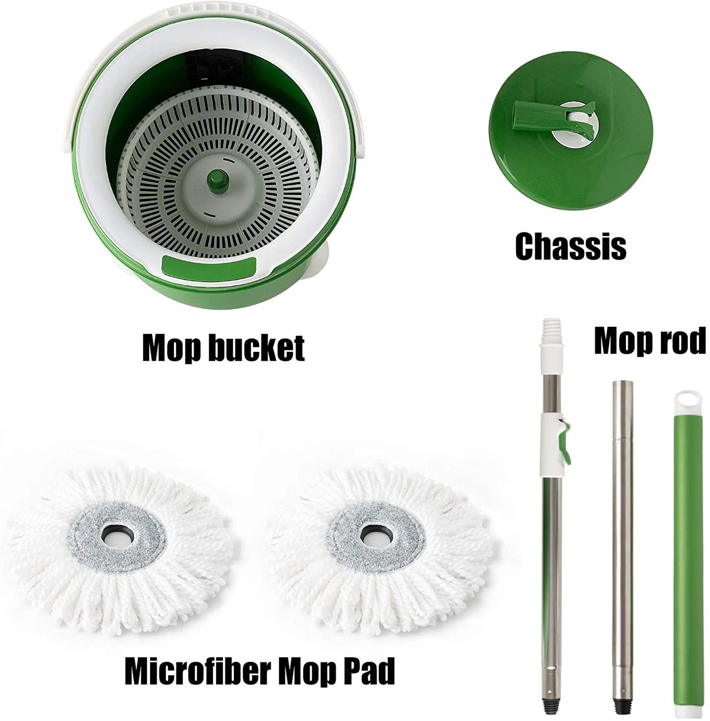 Collapsible Spin Mop System with 2 Pads