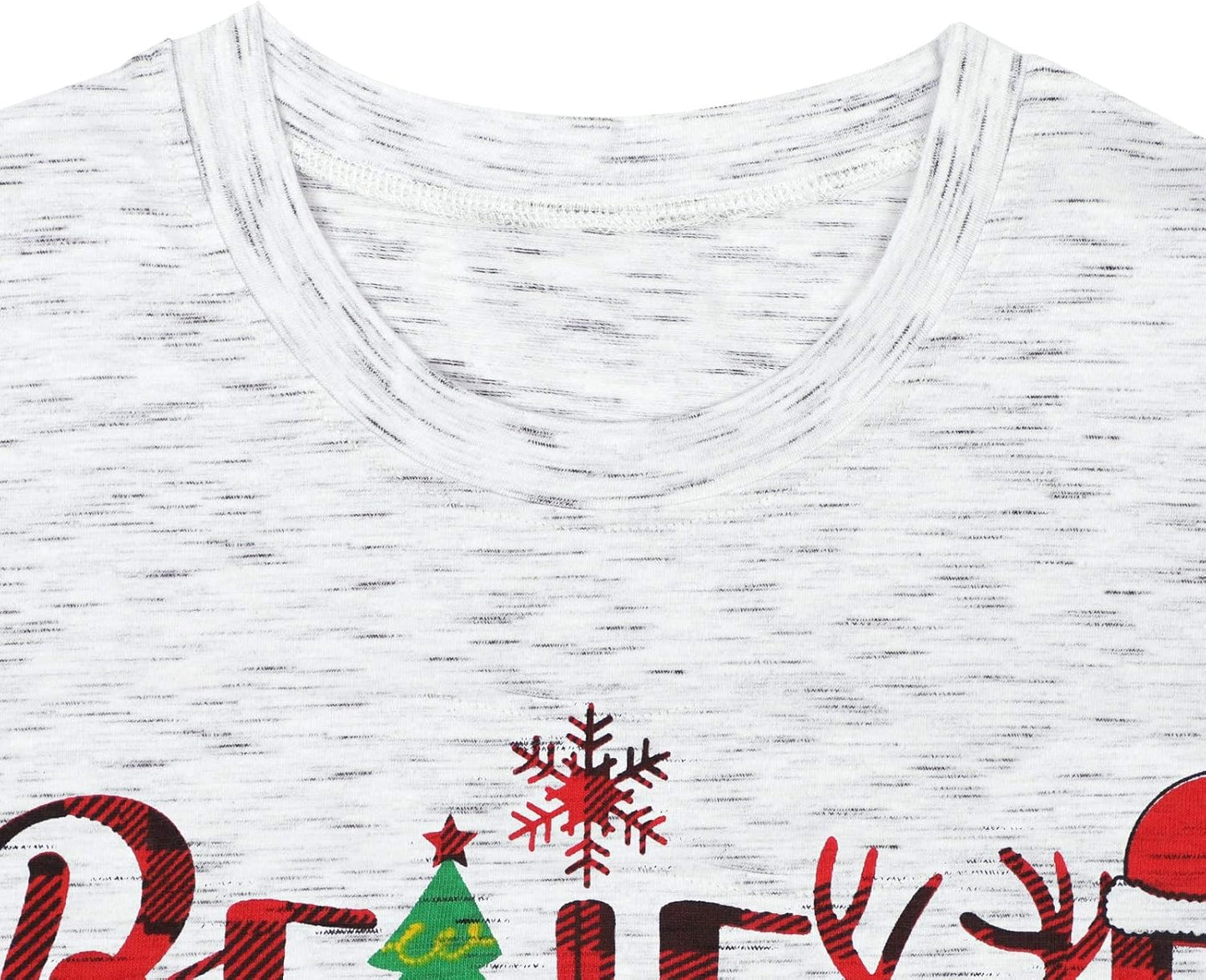 Christmas Believe Tree Shirt Cute Short Sleeve Christmas Graphic Tee Shirts Tops for Women Christmas Shirts White