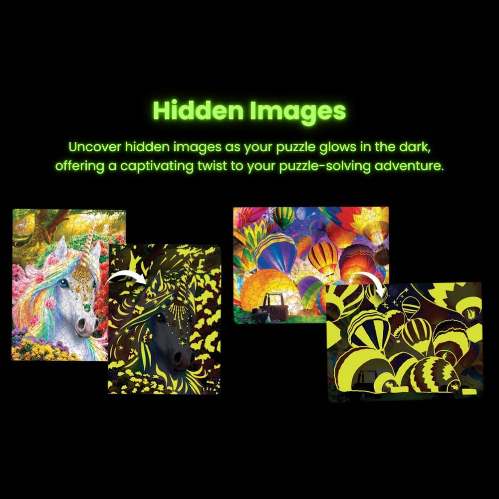 300 Piece EZ Grip Glow in the Dark Jigsaw Puzzle - Rainbow World - 18"X24"