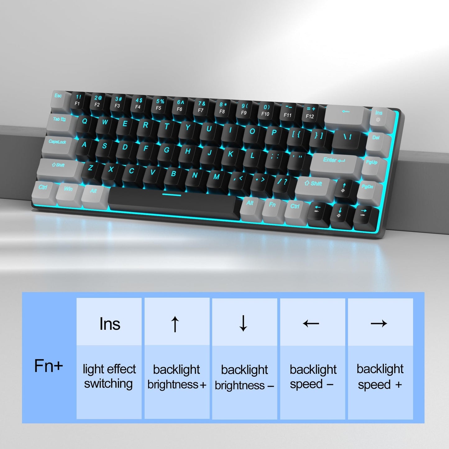 Portable 60% Mechanical Gaming Keyboard, Mk-Box LED Backlit Compact 68 Keys M...