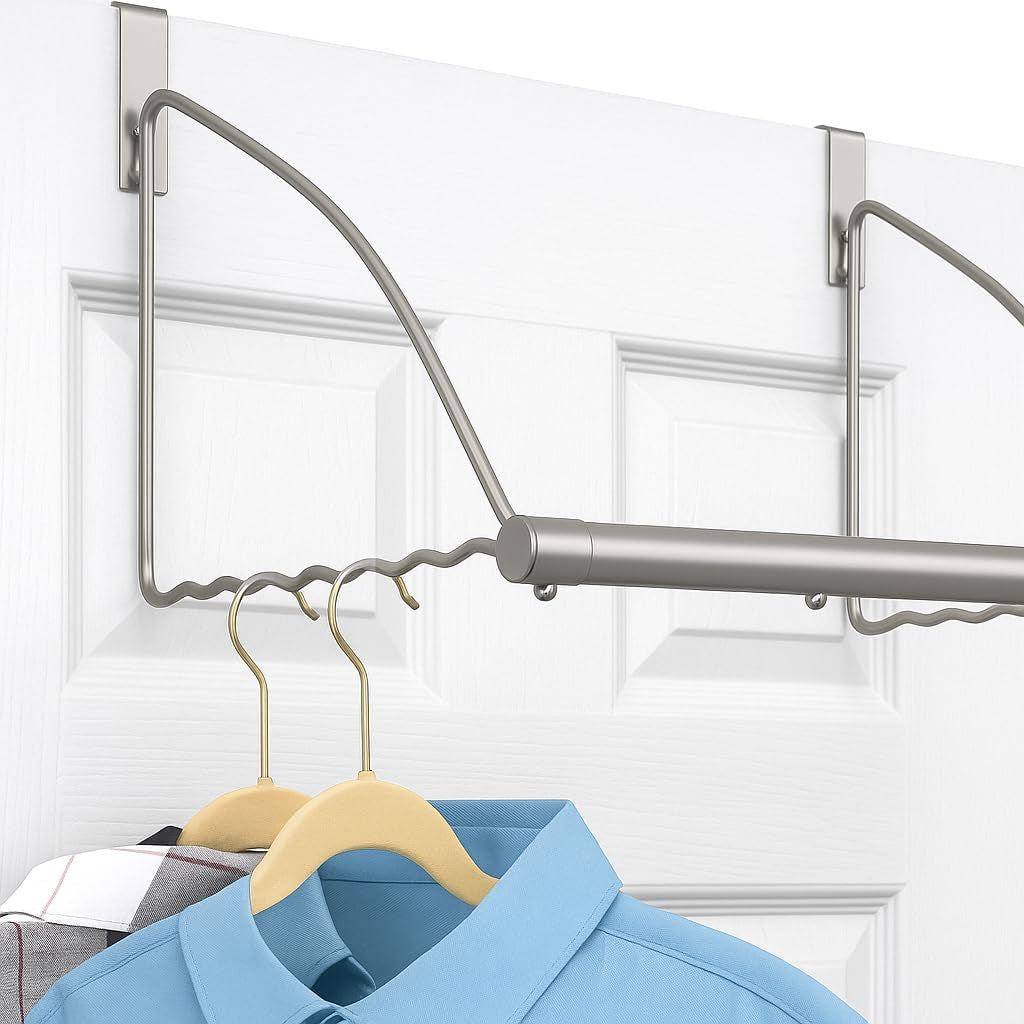over the Door Hanger - Door Rack Hangers for Clothes - Space Saving Designed for Bedroom & Bathroom - Ideal for Clothes & Towels - Drying Rack, Gray
