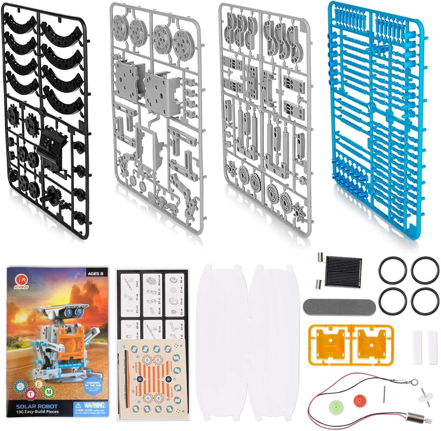 12-In-1 Solar Robot Toys, STEM Education Activites Kits for Kids 8-12, 190 Pieces Building Sets