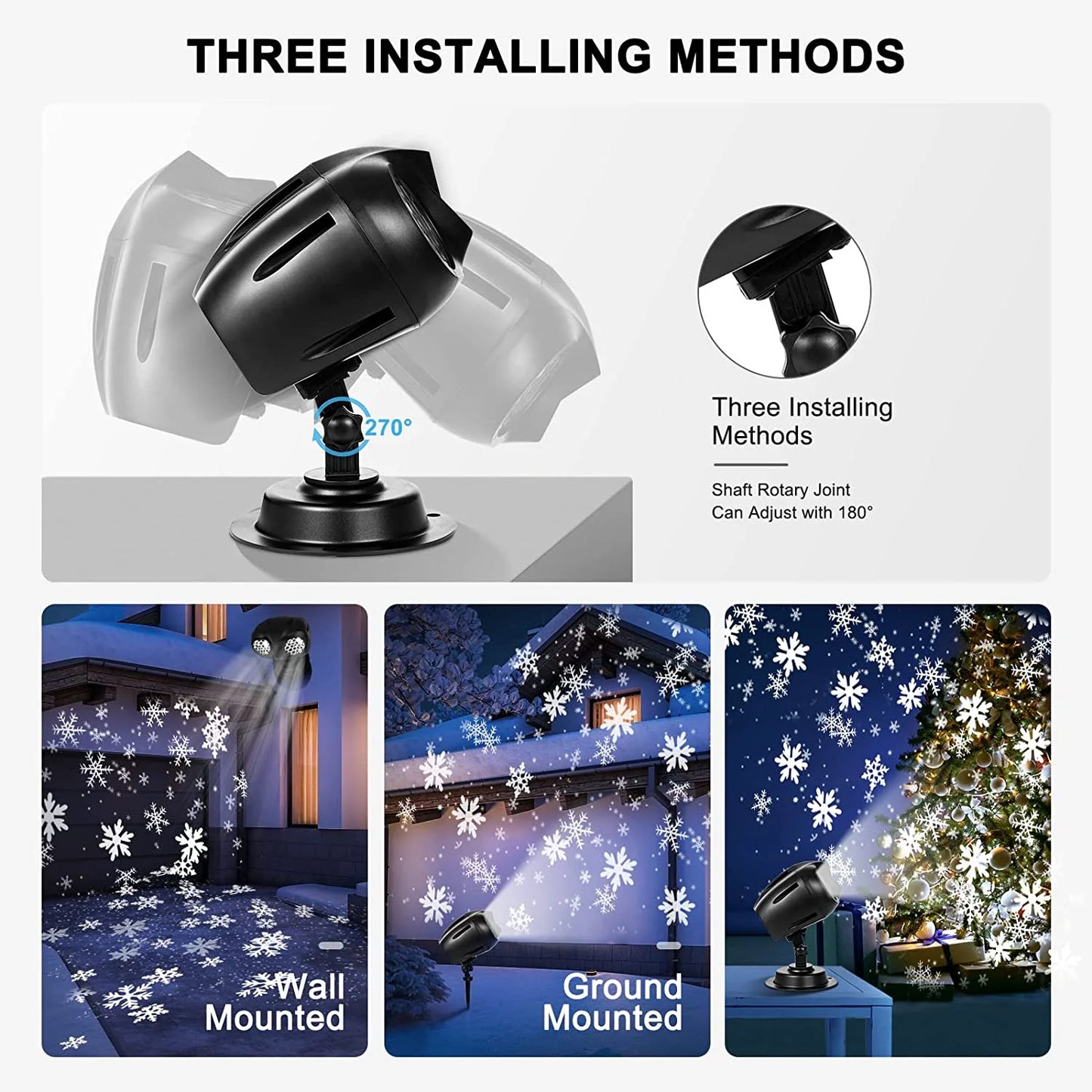 Waterproof Projector Lights with Remote Control, Lawn Stake & Indoor Base
