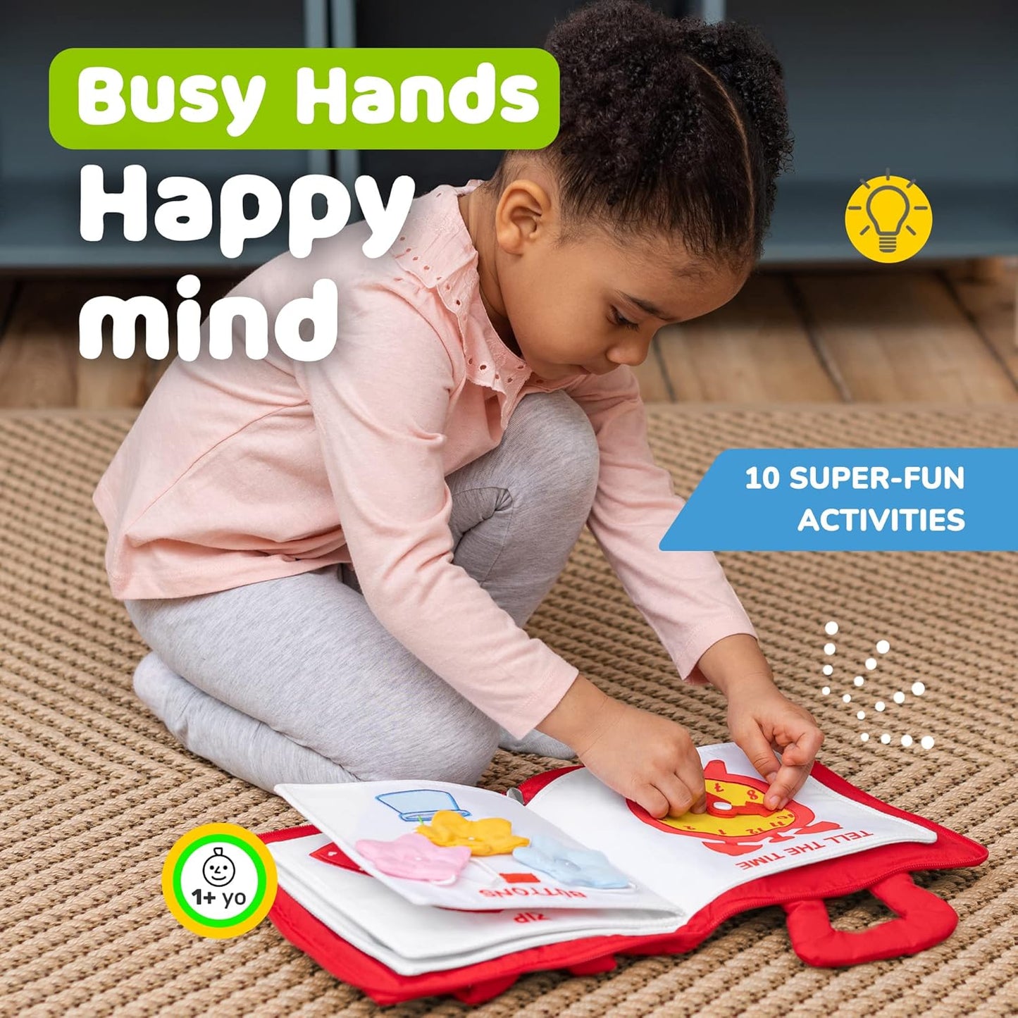 Toddler Busy Book for 1 Year Old - Airplane Toys for Toddlers 1-3, Activity Quiet Book, Kids Travel Essentials, Montessori Busy Board Travel Activities, Gift for Boys & Girls