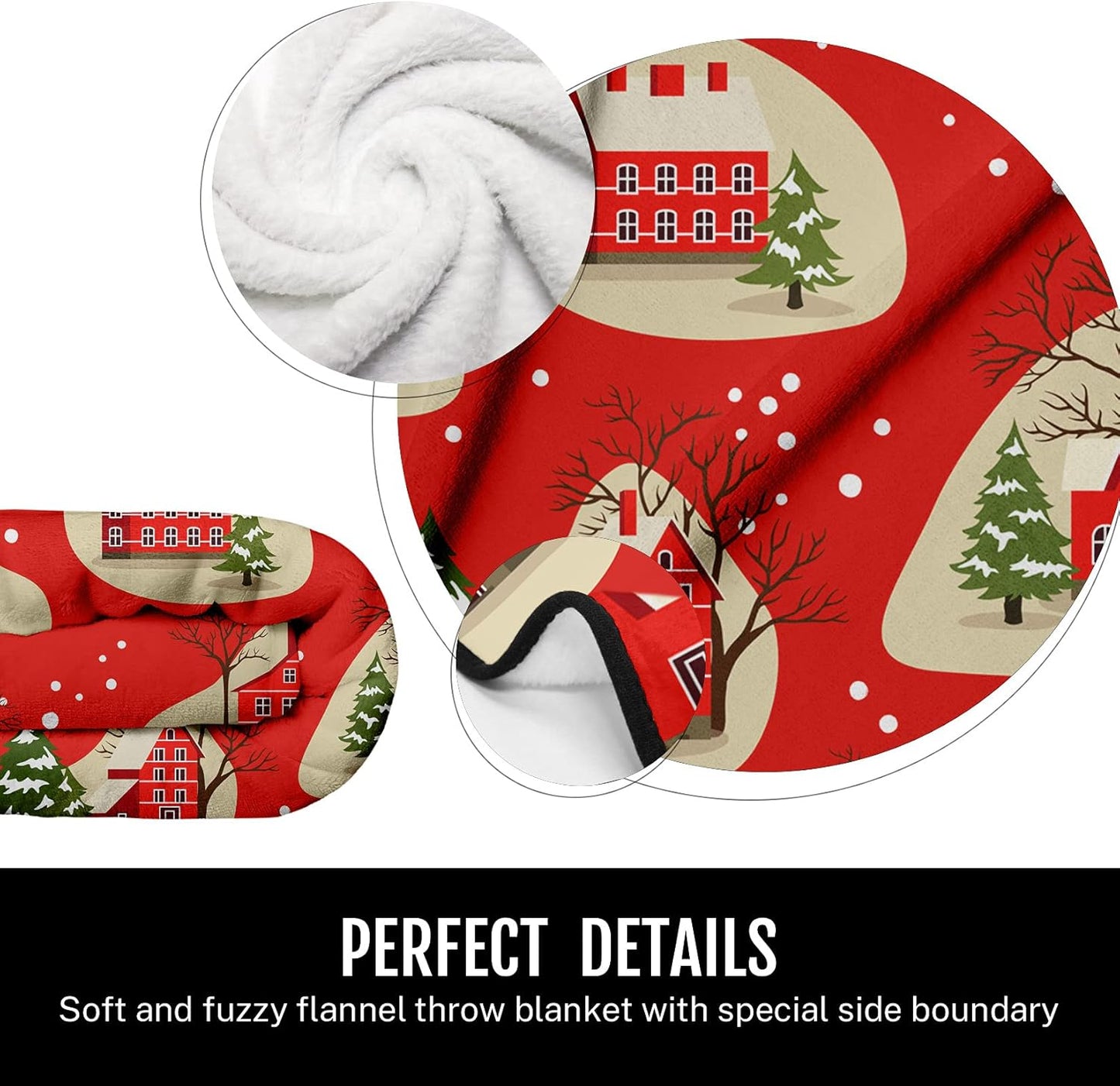 Christmas Throw Blankets, Soft Blankets and Throws, Daughter Mom Friend Gift Houses in Snowfall Print Decorative Throw Blankets for Couch, 60"X80"