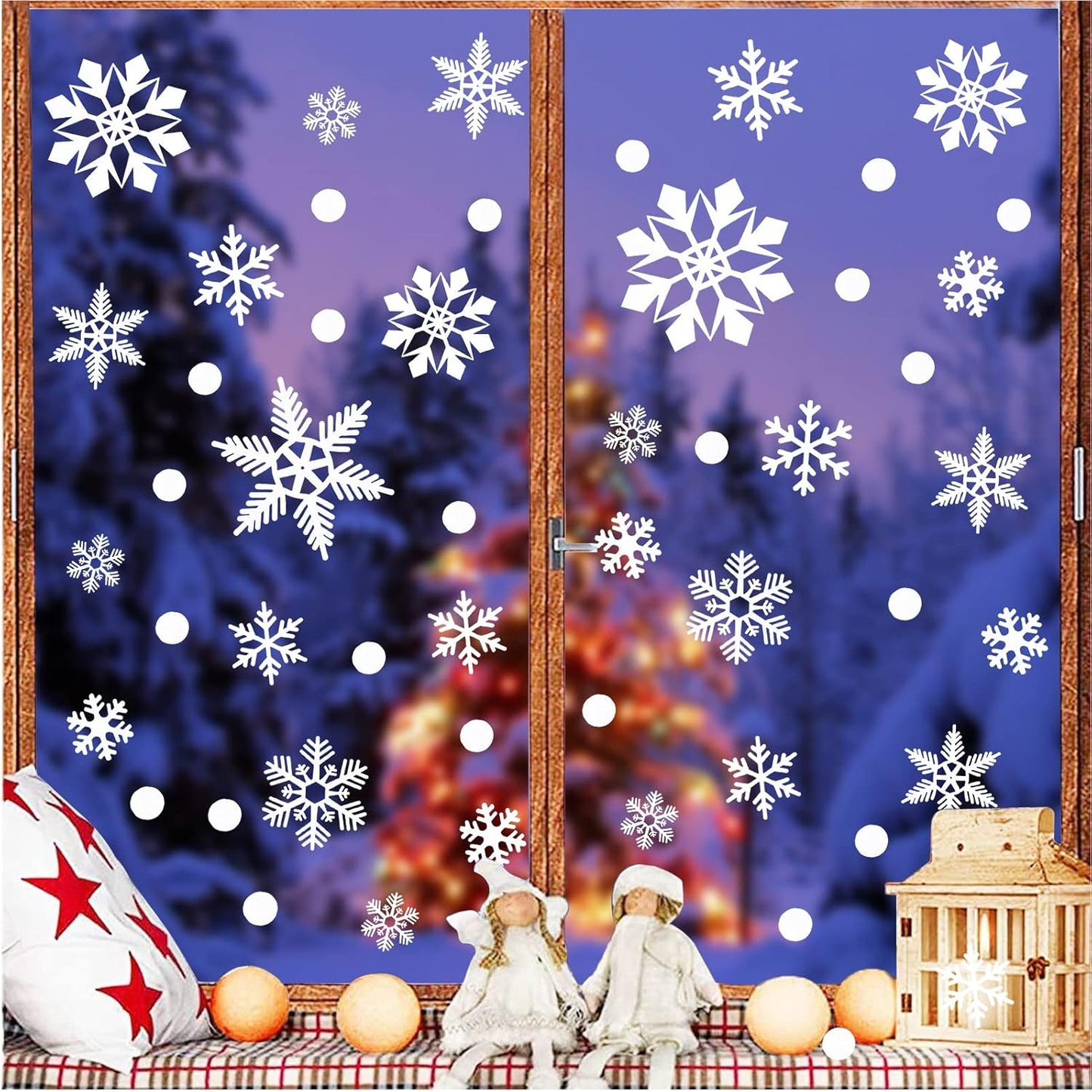 Christmas Window Decorations Christmas Window Clings 262 PCS 8 Sheets Christmas Window Stickers Xmas Holiday Santa Window Decals Clings for Glass Window/Shop Decorations