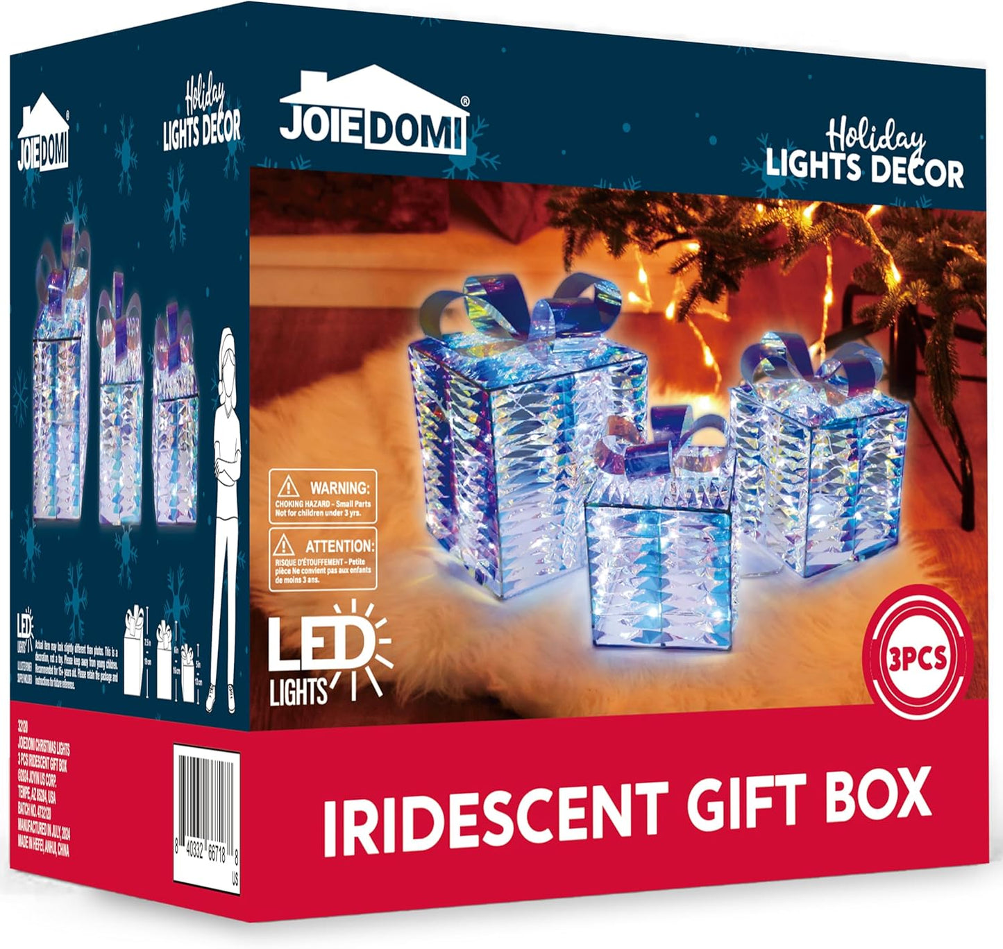 Christmas Lighted Gift Boxes, Christmas Decorations Set of 3, Christmas Iridesce