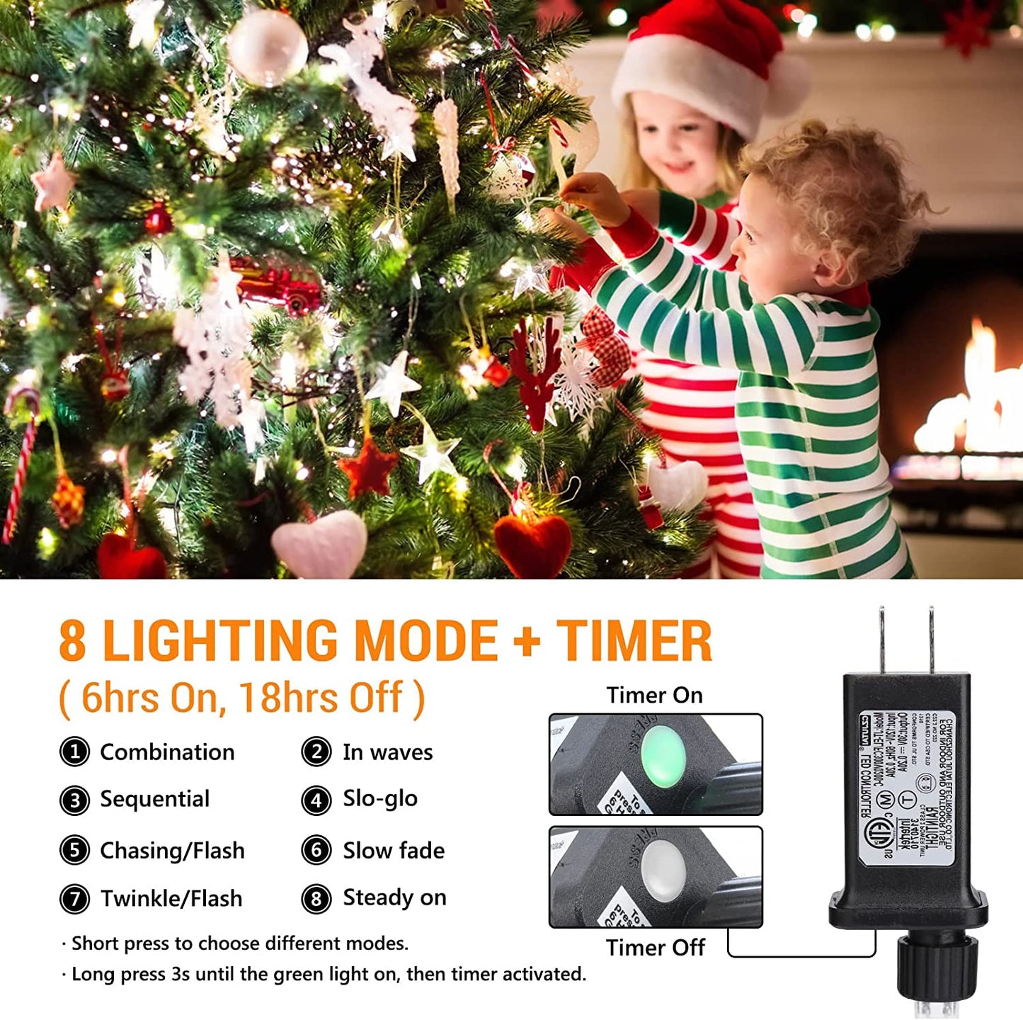 Christmas Lights Outdoor, 131Ft 350 LED String Lights, Timer, Waterproof 8 Modes Outdoor Christmas String Light - Twinkle Light for Tree Home Garden Yard Wedding Party Xmas Decor(White)
