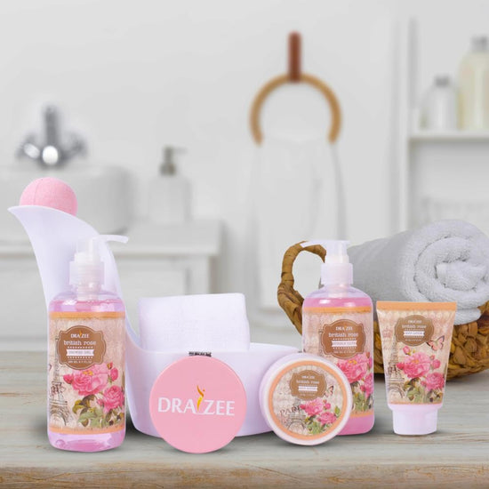Valentine’S Day Gifts for Women – 8 Pc Spa Gift Baskets for Women, British Rose Scented Heel Shoe Spa Basket, Luxury Bath and Body Set, Self Care Gift for Her or Mom by