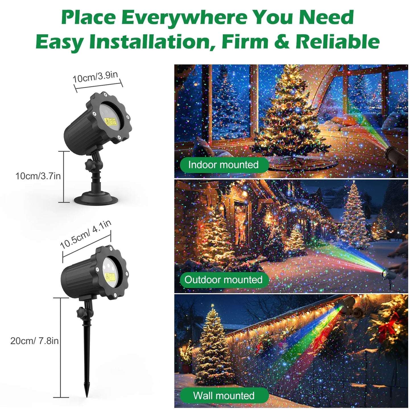 Snowflake Projector Lights, Rotating LED Projection Light, Snowfall Landscape Lamp for Indoor Outdoor Halloween Xmas New Year Party