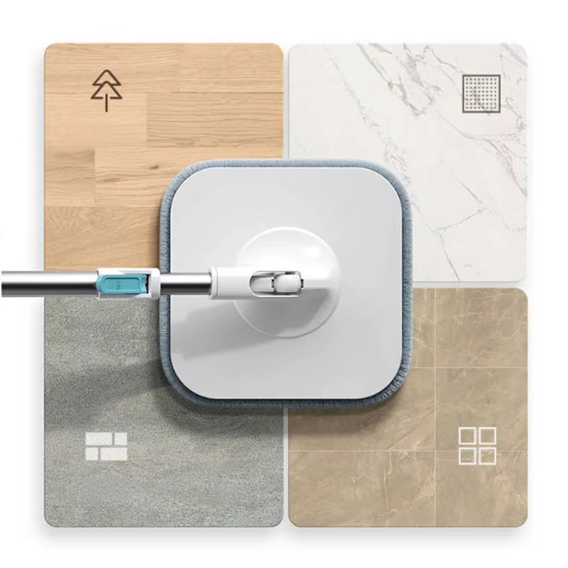 Spin Mop and Bucket Set with Dirty and Clean Water Separation System, Self-Wringing 360° Rotating Flat Mop, Hands-Free Self