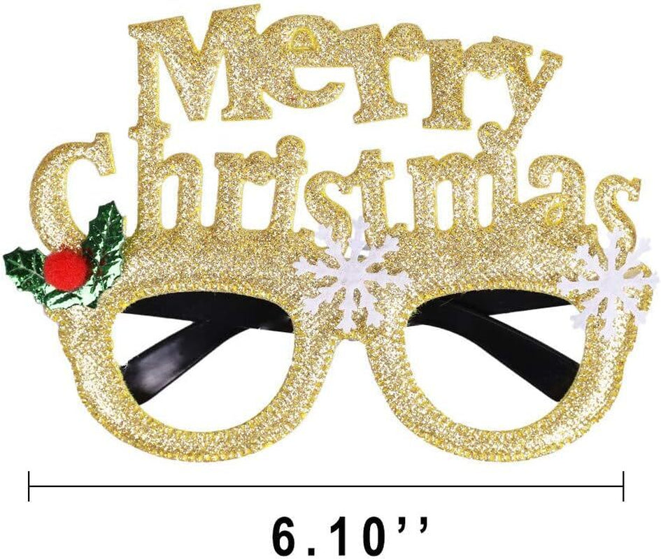 Max Fun 12Pcs Christmas Glasses Glitter Holiday Party Glasses Frames Christmas D