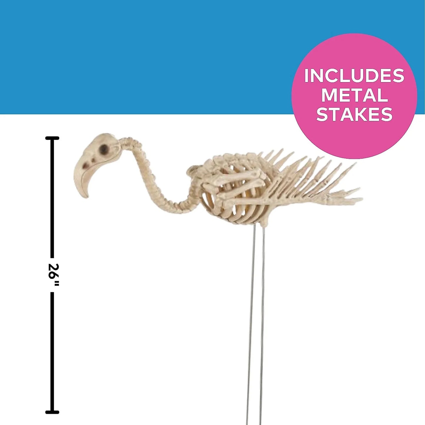 27" Flamingo Skeleton Halloween Decoration