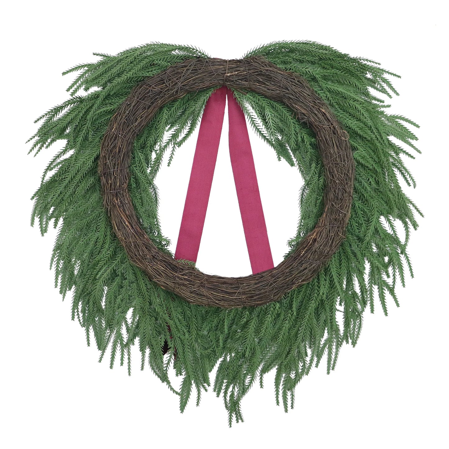 Evergreen Natural Feel Norfolk Artificial Christmas Wreath, Green, 22", by