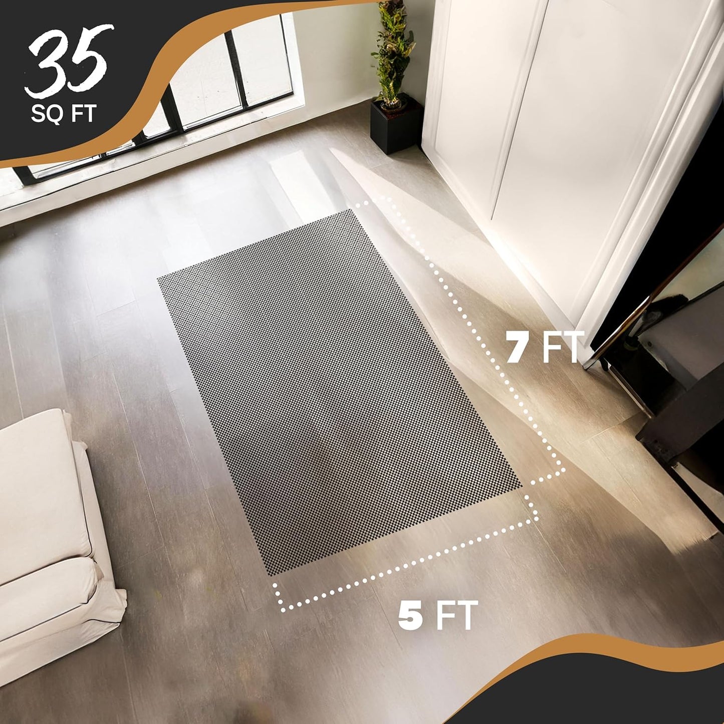 5'X7' Black anti Skid Rug Gripper for Hardwood Floors & Other Surfaces | Thick PVC Non Slip Rug Pad 5X7 Ft. | Trim-To-Fit under Rug Non Slip Pad & Carpet Pad | Rug Stoppers to Prevent Sliding