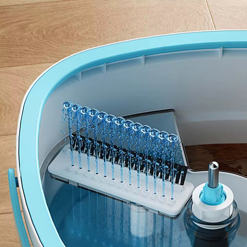Spin Mop and Bucket Set with Dirty and Clean Water Separation System, Self-Wringing 360° Rotating Flat Mop, Hands-Free Self
