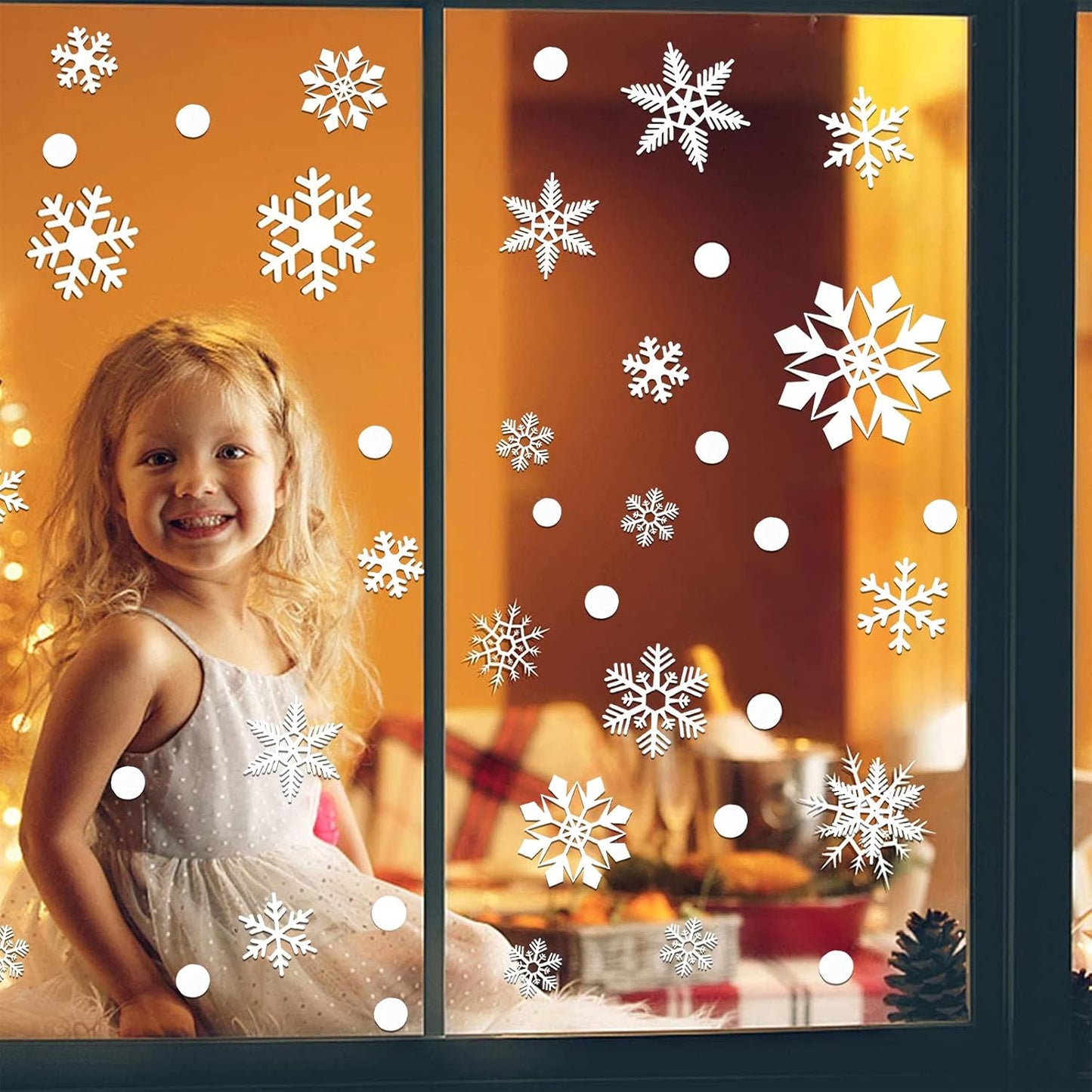Christmas Window Decorations Christmas Window Clings 262 PCS 8 Sheets Christmas Window Stickers Xmas Holiday Santa Window Decals Clings for Glass Window/Shop Decorations