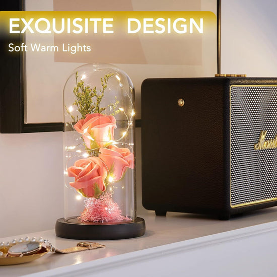 Valentines Day Gifts for Her, Preserved Flower Gift, Light up Rose in Glass Dome